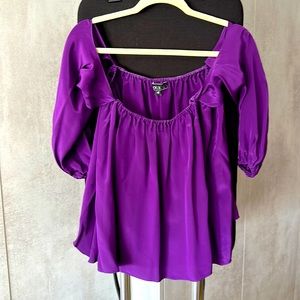 BOULEE PURPLE BLOUSE SIZE 4 100% Silk